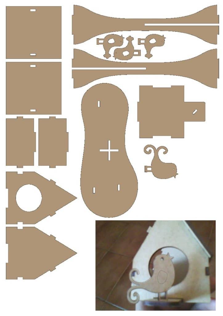 Decoración de Casa para pajaritos — vector para corte CNC