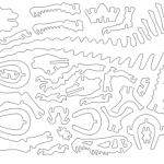 vector descargable para reproducir un Rompecabezas 3D en forma de Espinosaurio. Utiliza máquina de corte CNC para la realización de este proyecto.