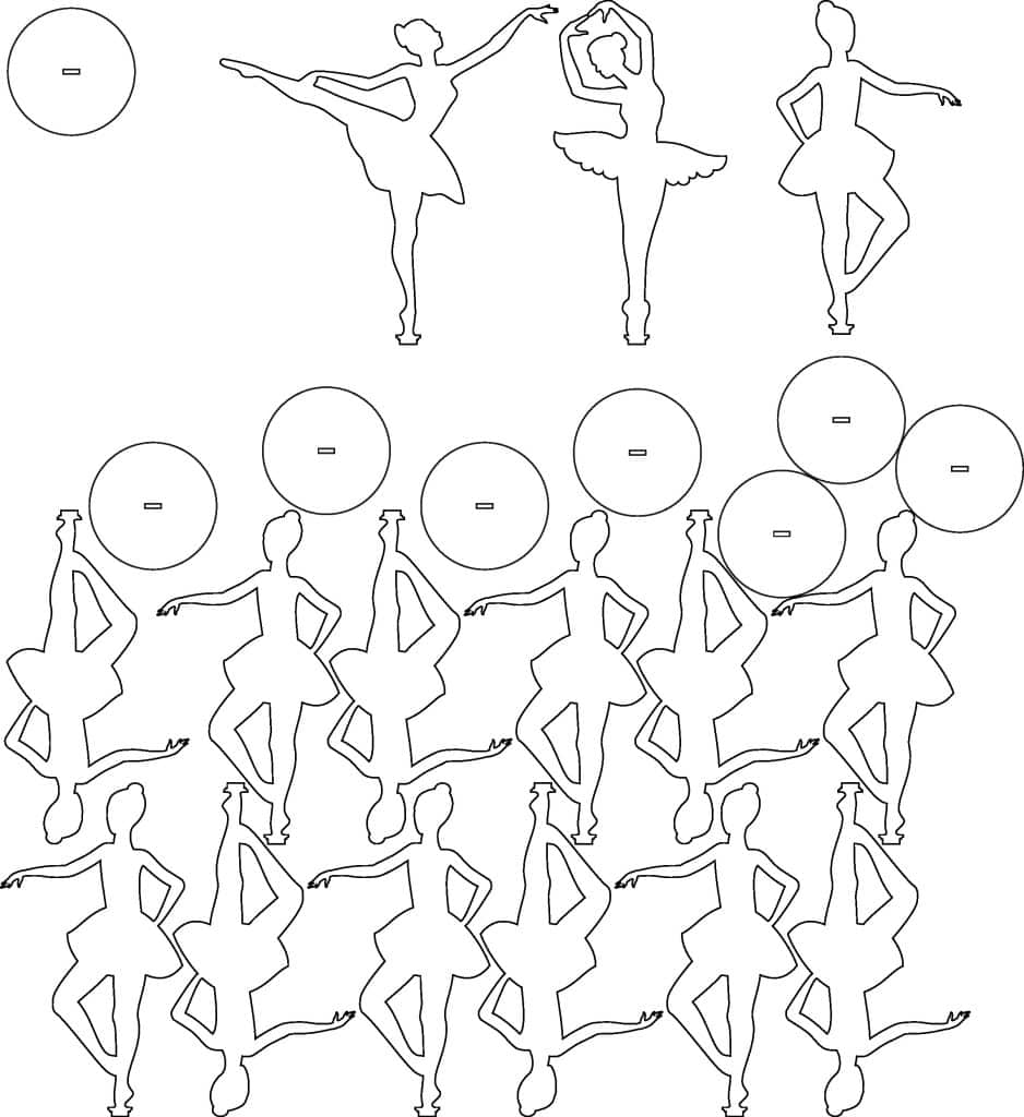 Bailarinas con base — vector para corte CNC