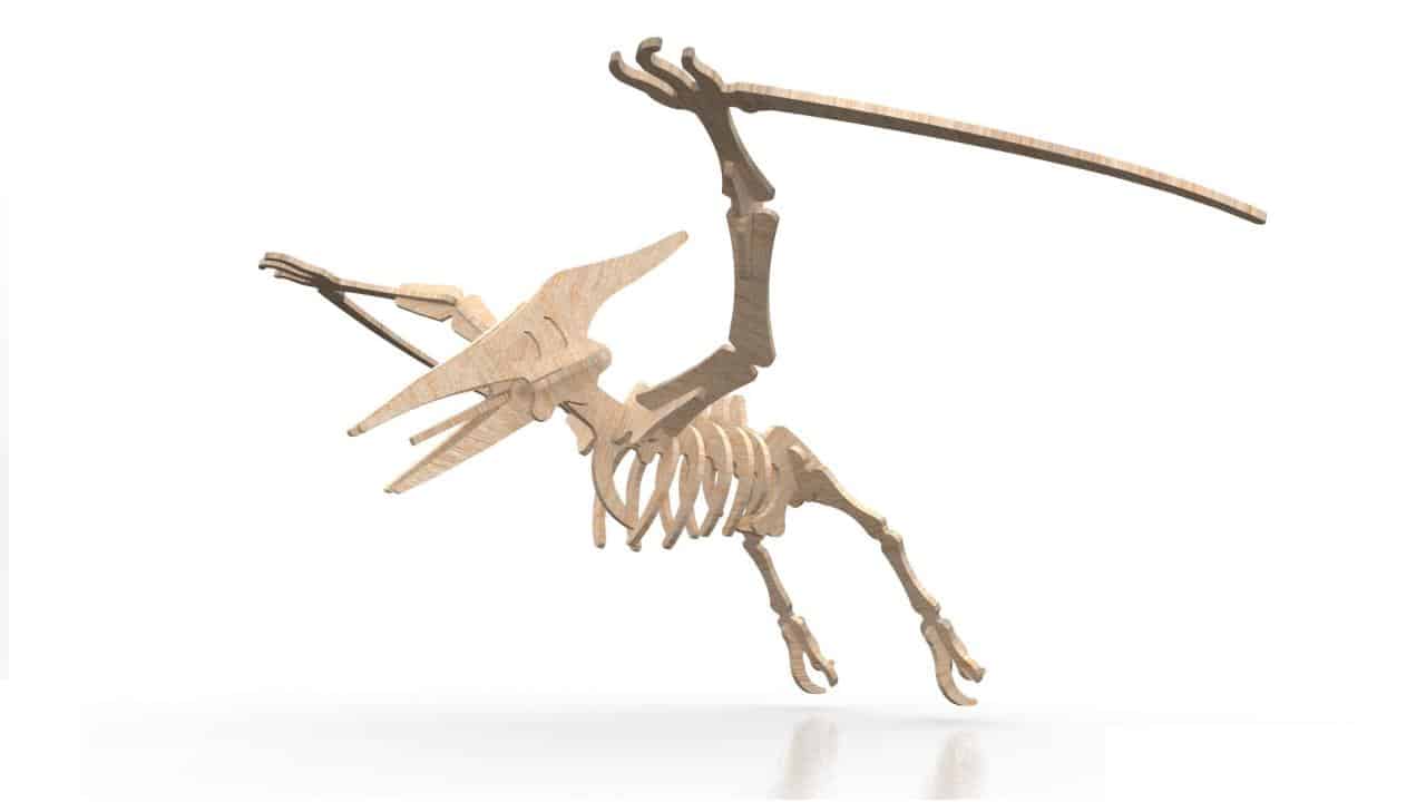 vector descargable para reproducir un Rompecabezas 3D pterodáctilo. Utiliza máquina de corte CNC para la realización de este proyecto.