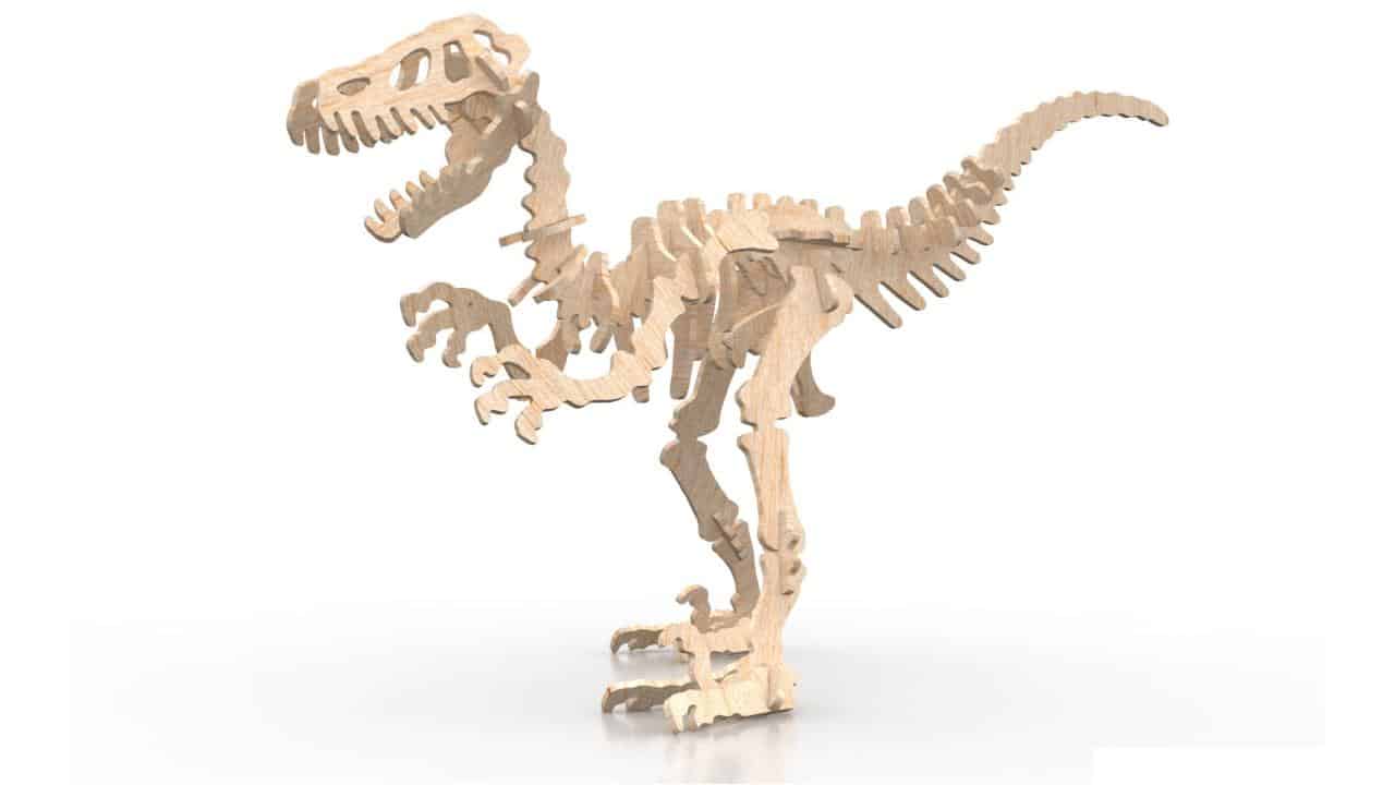 Vector descargable para reproducir un Rompecabezas 3D Velociraptor. Utiliza máquina de corte CNC para la realización de este proyecto.