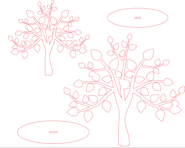 vector descargable para reproducir un árbol de hoja ovada. Utiliza tu máquina de corte CNC para la realización de este proyecto.