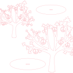 vector descargable para reproducir un árbol de arce con símbolos peace and love. Utiliza tu máquina de corte CNC para la realización de este proyecto.