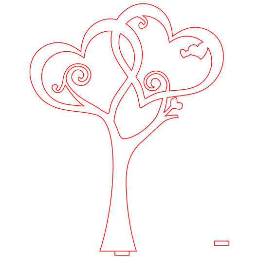 vector descargable para reproducir árbol decorativo con forma de corazones. Utiliza tu máquina de corte CNC para la realización de este proyecto.