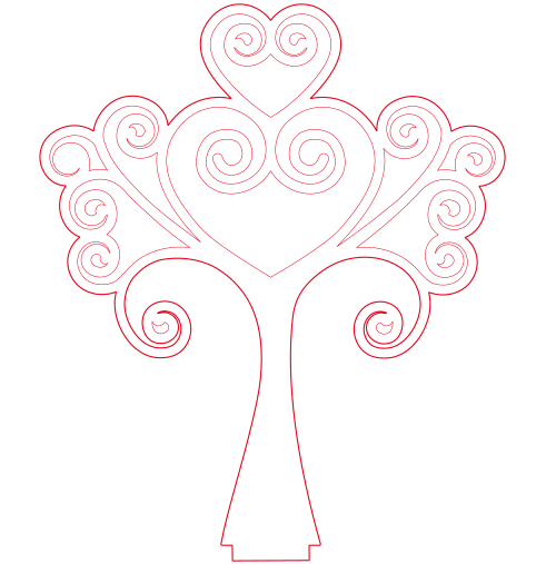 vector descargable para reproducir un árbol decorativo con corazones. Utiliza tu máquina de corte CNC para la realización de este proyecto.