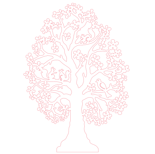 vector descargable para reproducir un árbol frondoso con flores. Utiliza tu máquina de corte CNC para la realización de este proyecto.