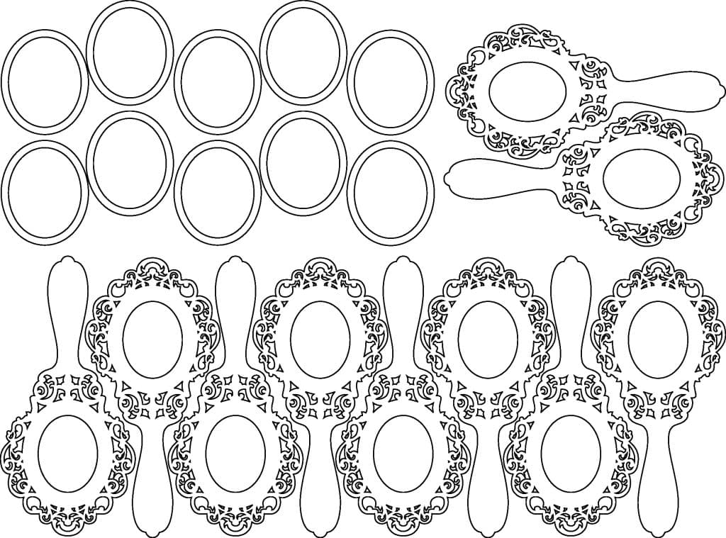 Espejo ovalado de mano — vector para corte CNC