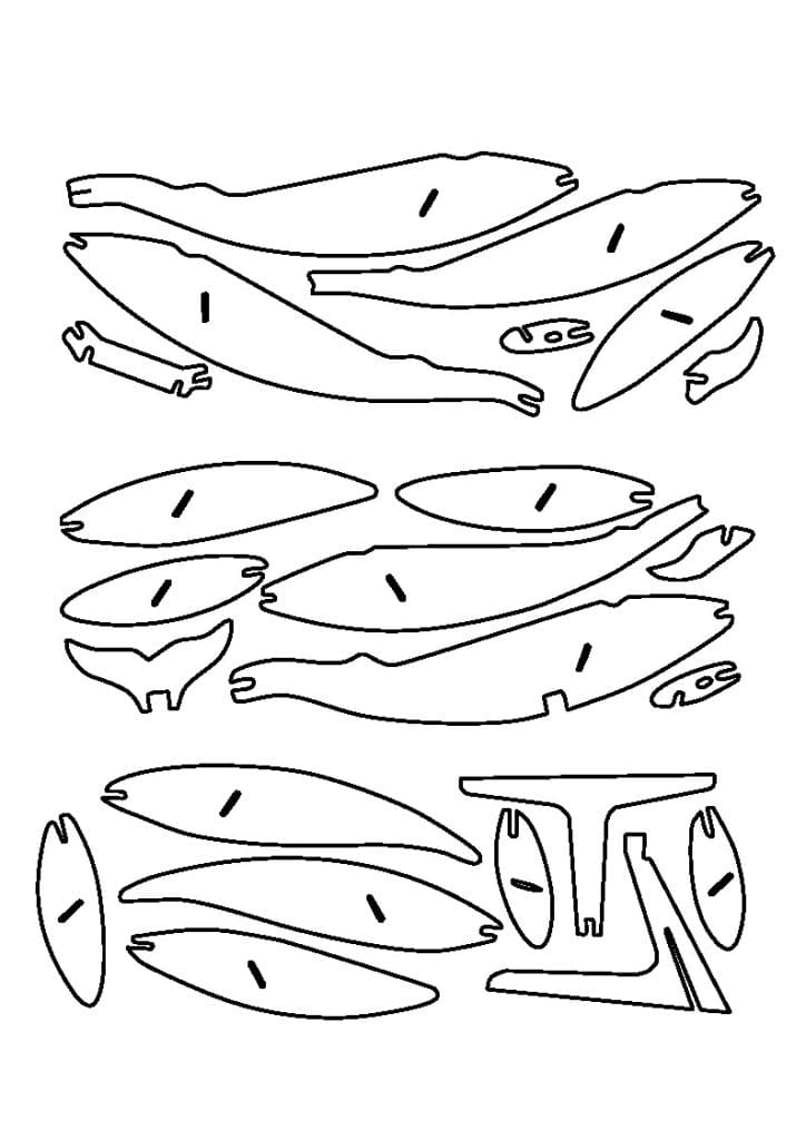 Ballena Azul armable — vector para corte CNC