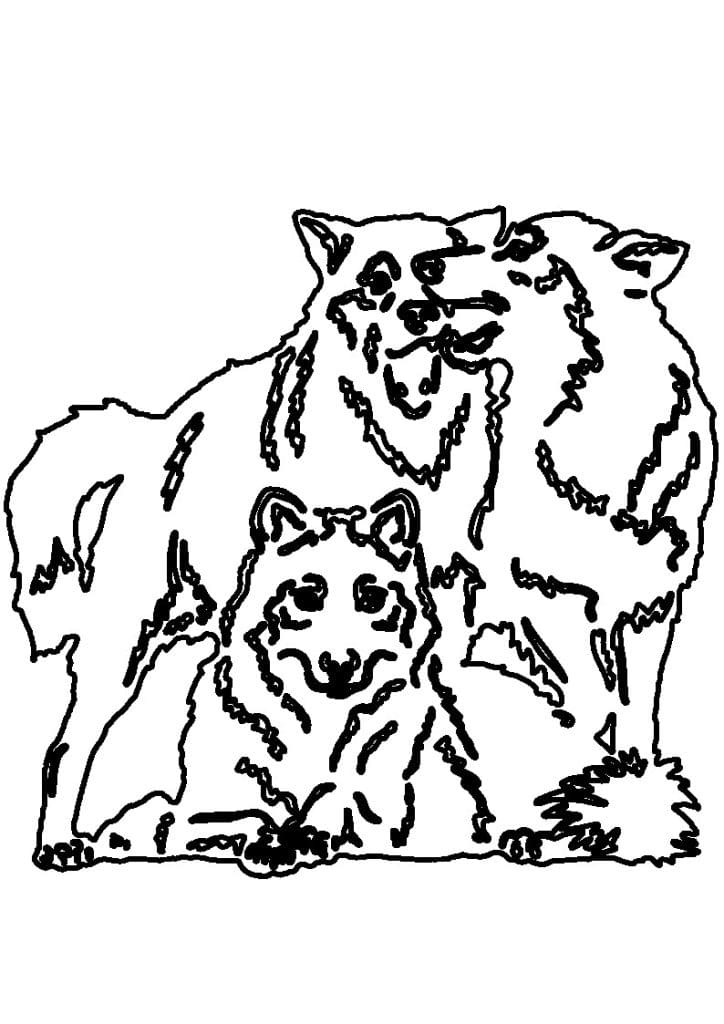 Trío de lobos — vector para corte CNC