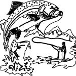 vector descargable para reproducir la imagen de un pescador y una trucha. Utiliza tu máquina de corte CNC para la realización de este proyecto.