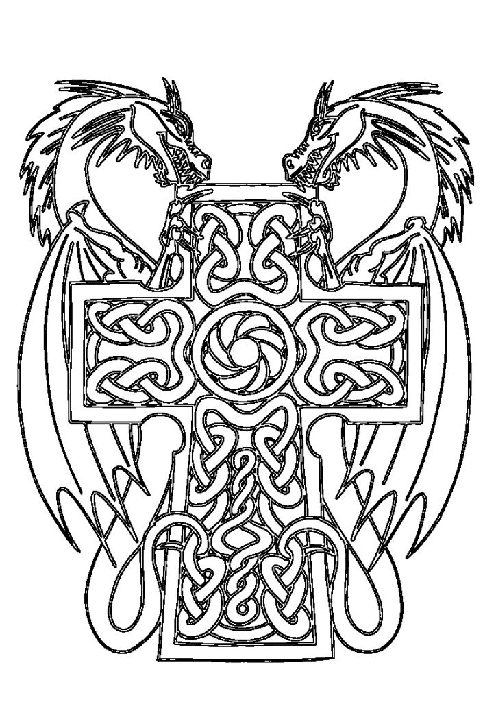 Cruz Celta con dragón — vector para corte CNC