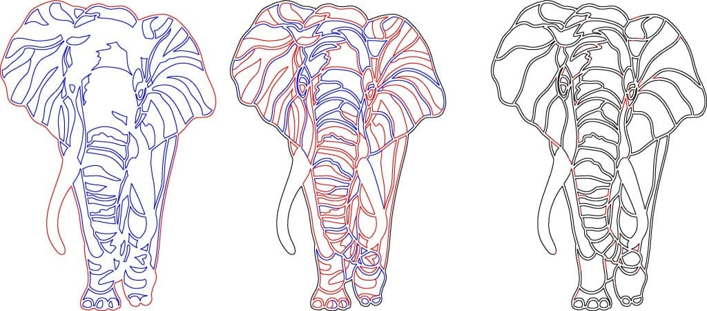 ELEFANTES COLORES — vector para corte CNC