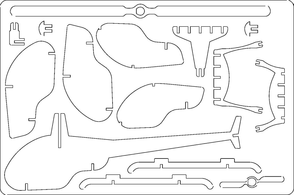 Helicóptero 3D simple — vector para corte CNC