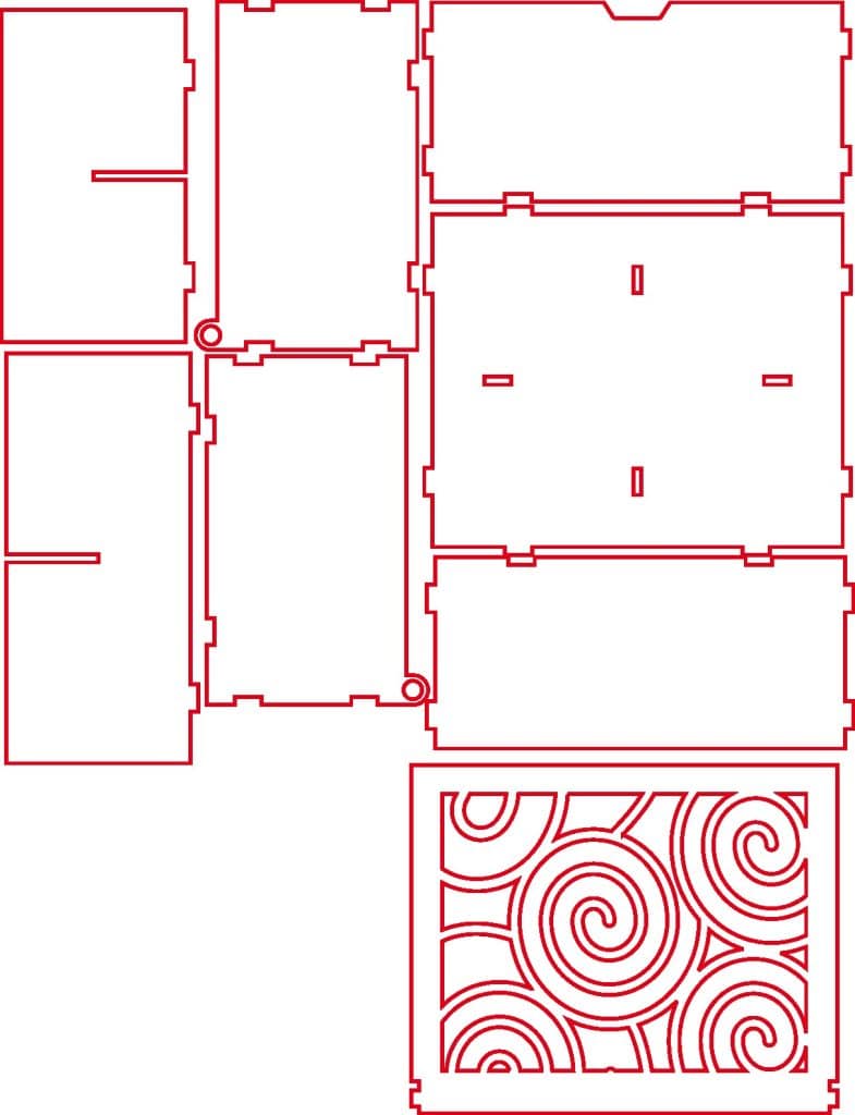 Caja de Té con 4 compartimentos — vector para corte CNC
