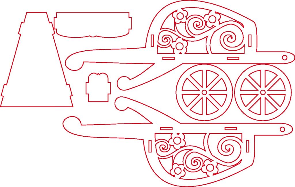 Carretilla pequeña para Mesa de Dulces — vector para corte CNC