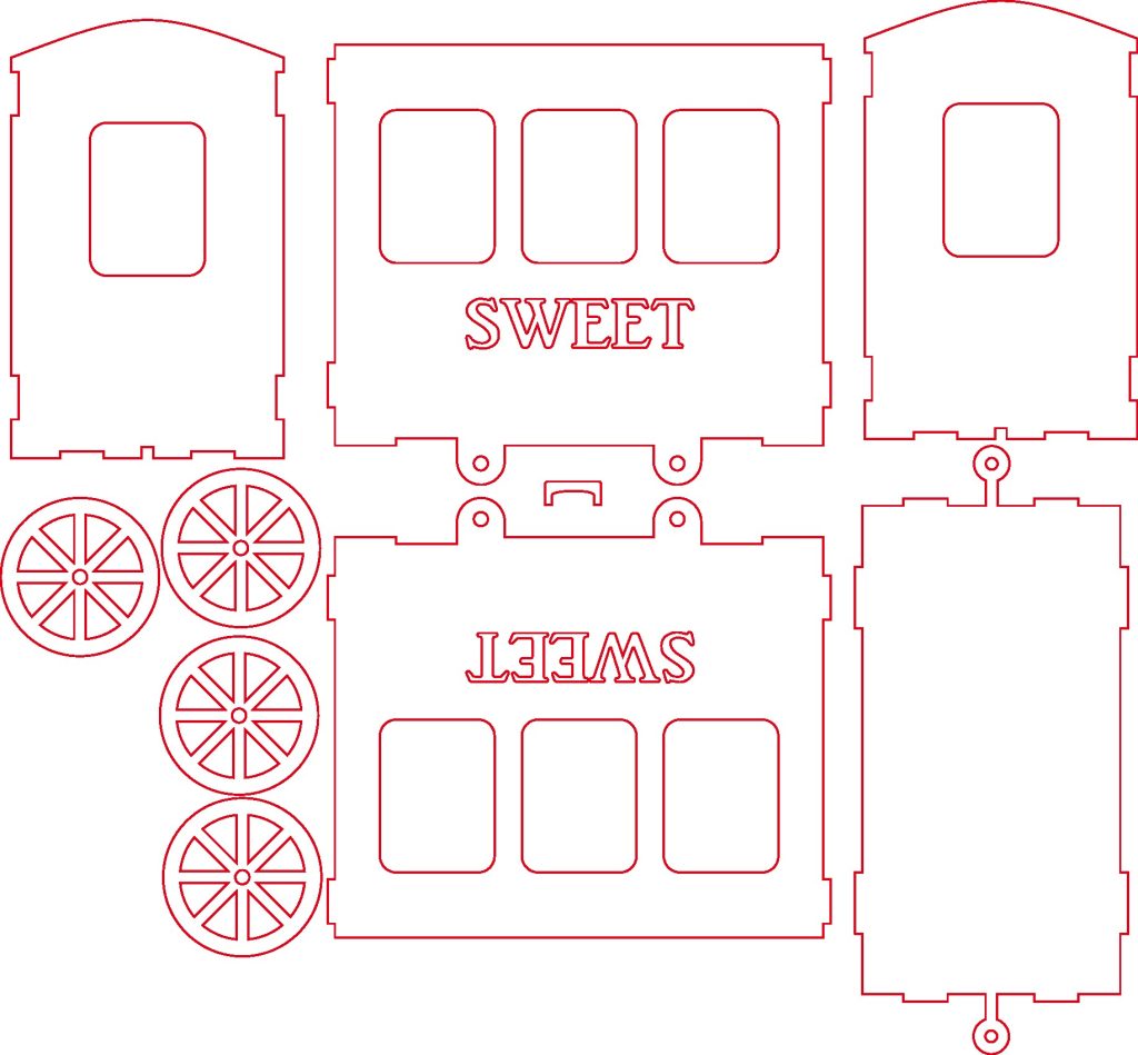 Tren contenedor de dulces — vector para corte CNC