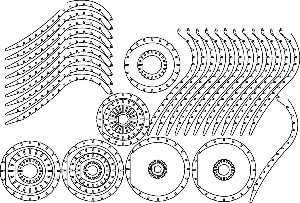 Pantalla curva para vela — vector para corte CNC