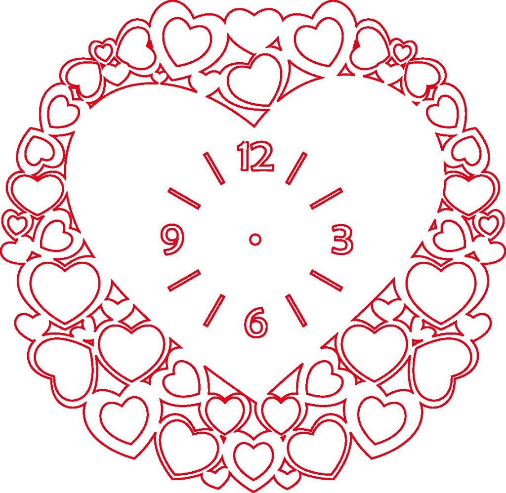 Reloj «Corazones» — vector para corte CNC