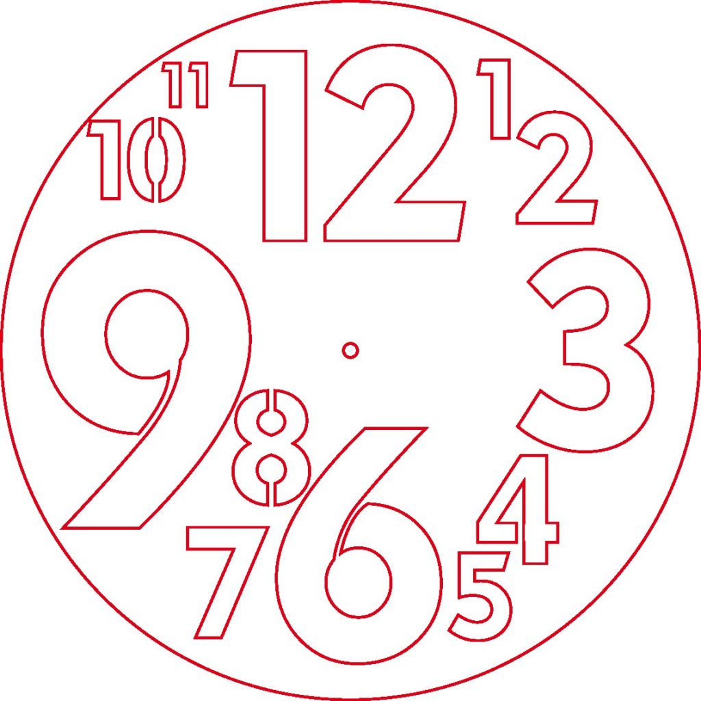 Reloj de números grandes — vector para corte CNC