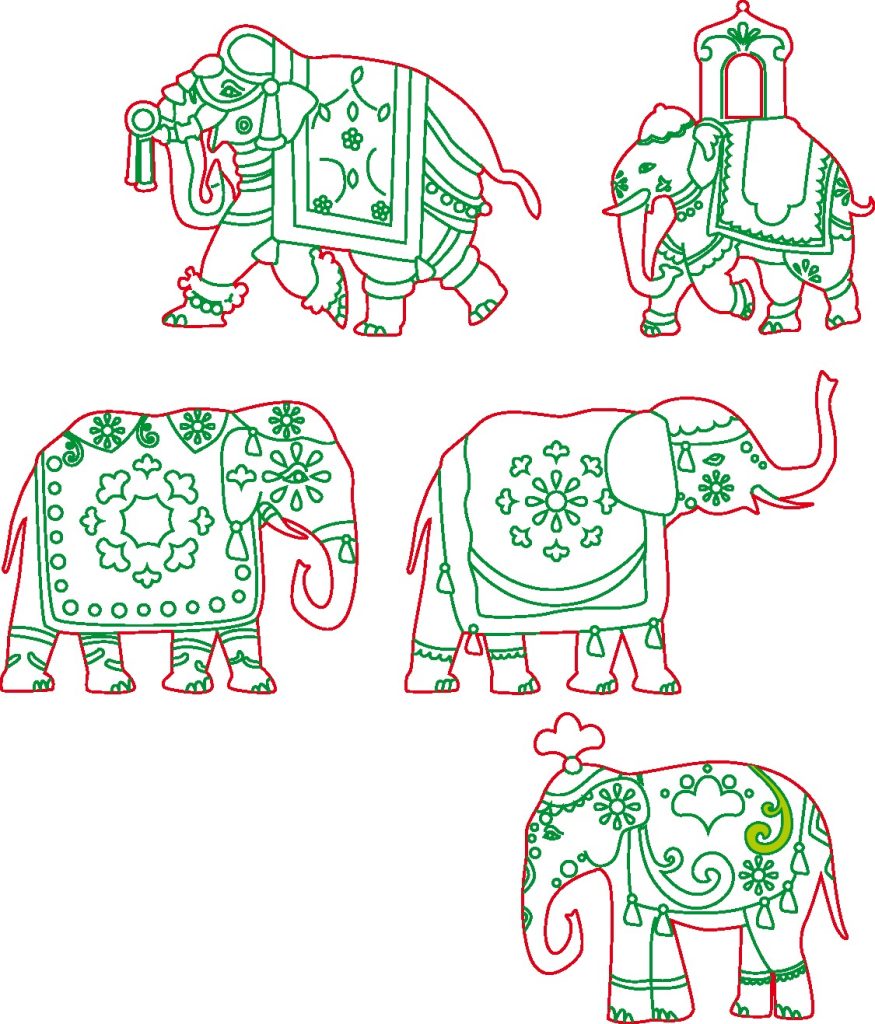 Siluetas de elefantes — vector para corte CNC
