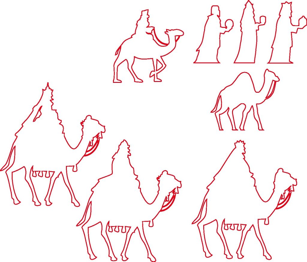 Siluetas de los Reyes Magos — vector para corte CNC