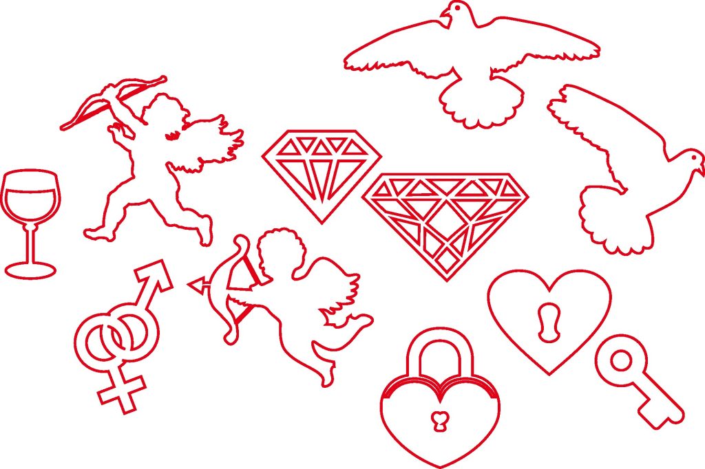 Siluetas románticas — vector para corte CNC
