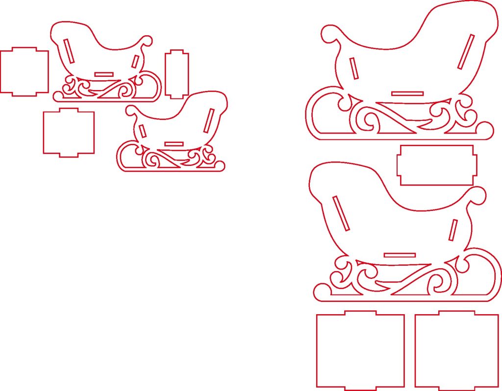 2 Trineos — vector para corte CNC