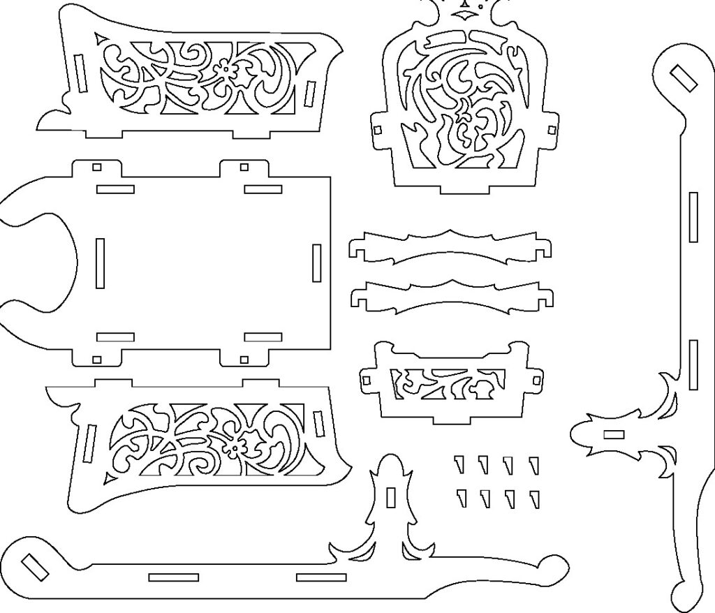 Trineo armable — vector para corte CNC