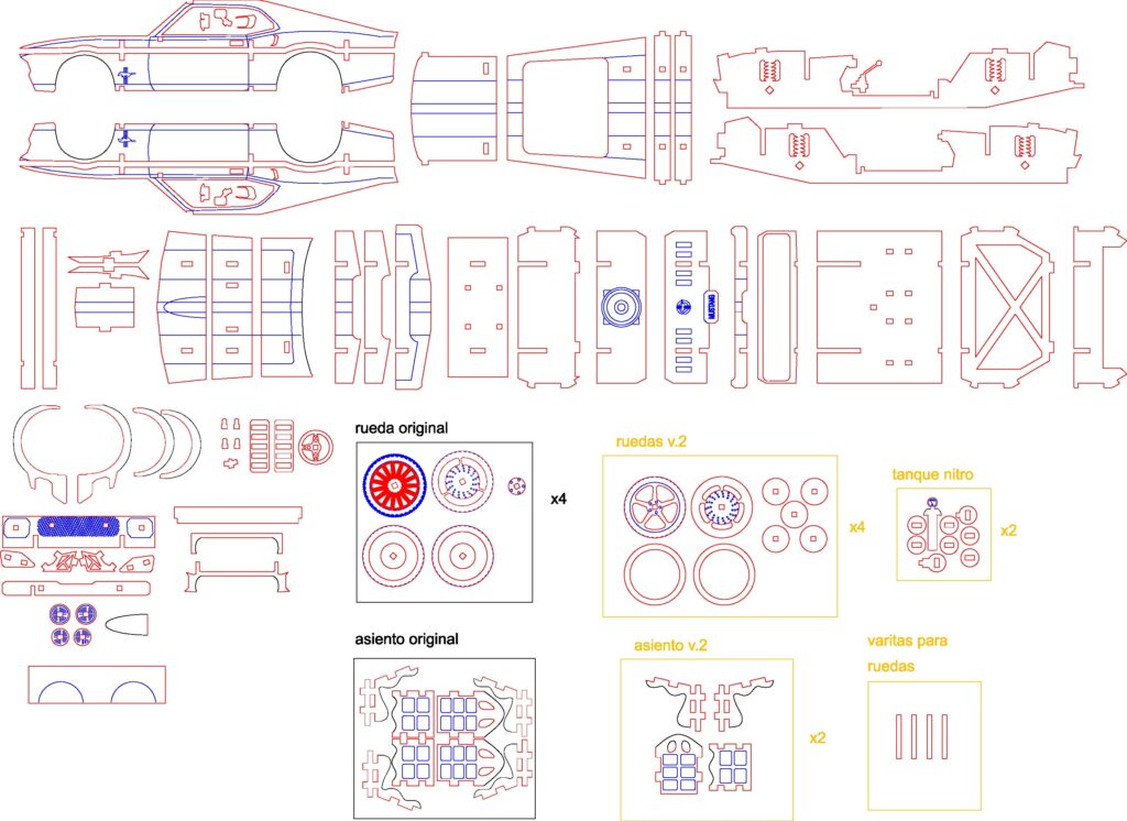 Mustang armable — vector para corte CNC