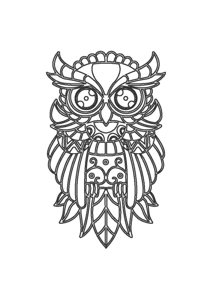 Mandala de Búho — vector para corte CNC