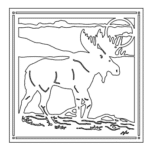 vector descargable para reproducir un cuadro con un alce en un paisaje. Utiliza tu máquina de corte CNC para la realización de este proyecto.