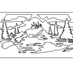 vector descargable para reproducir la silueta de un alce entre montañas de pino. Utiliza tu máquina de corte CNC para la realización de este proyecto.