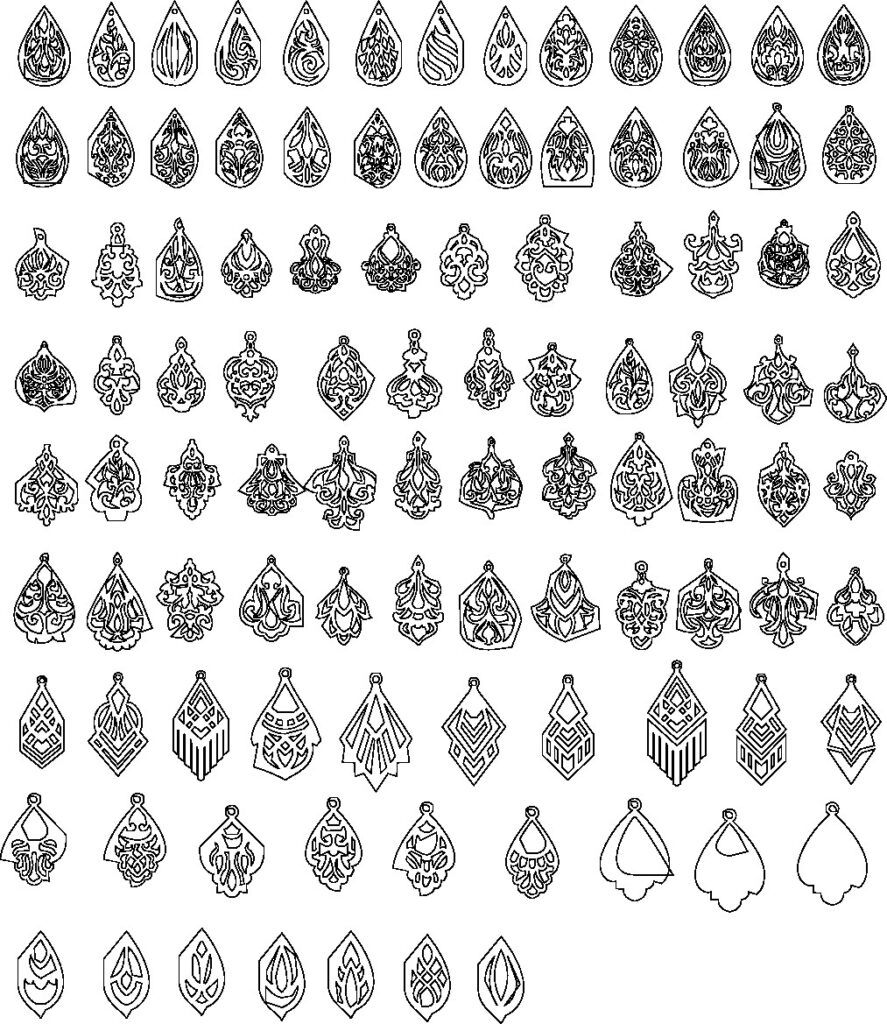 Diseños de aretes — vector para corte CNC