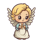 Vector descargable de un ángel animado con cabello beige. Utiliza tu máquina de corte CNC para la realización de este proyecto.