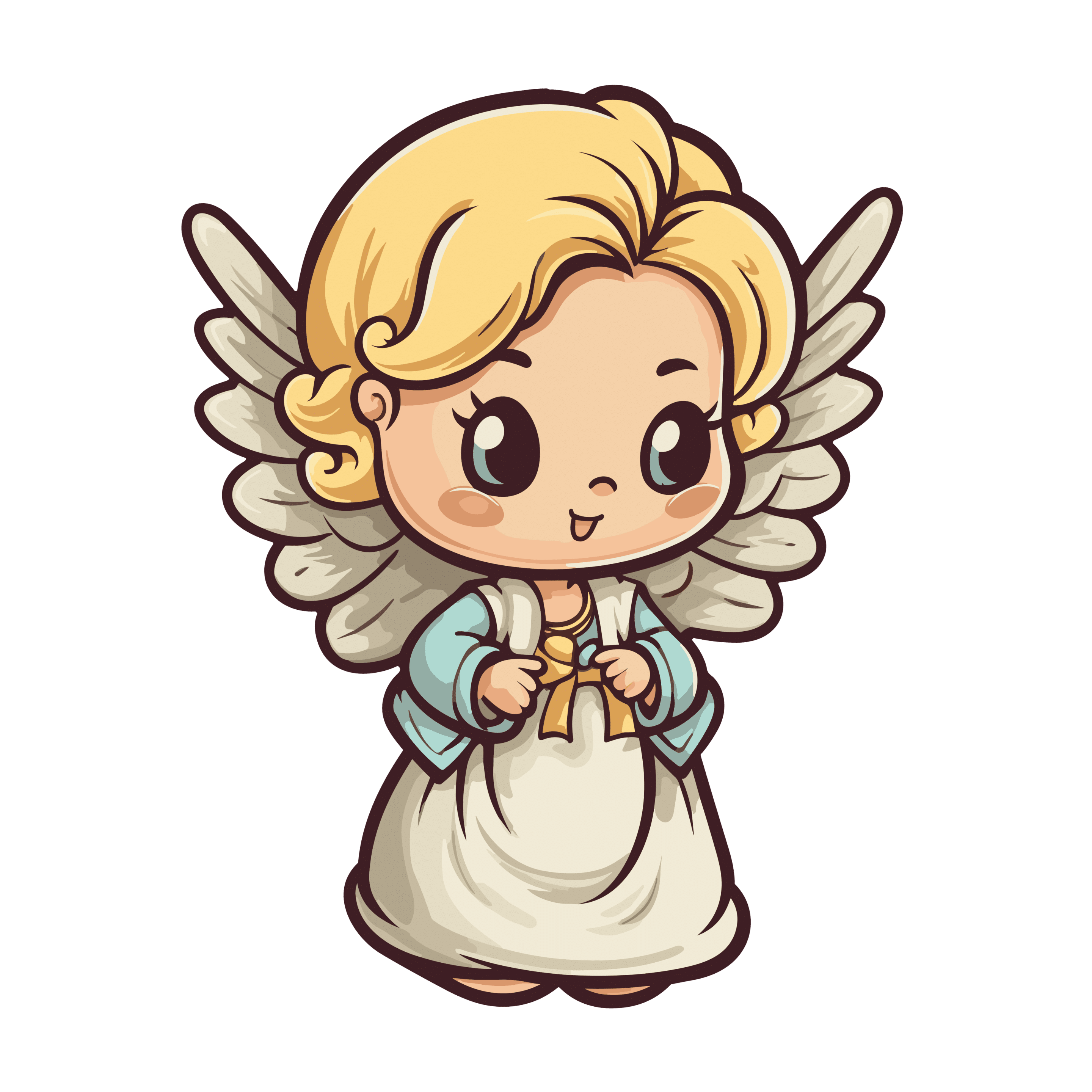 Vector descargable de un ángel animado con cabello beige. Utiliza tu máquina de corte CNC para la realización de este proyecto.