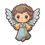 Vector descargable para reproducir la imagen de un ángel animado con cabello café. Utiliza tu máquina CNC para este proyecto.