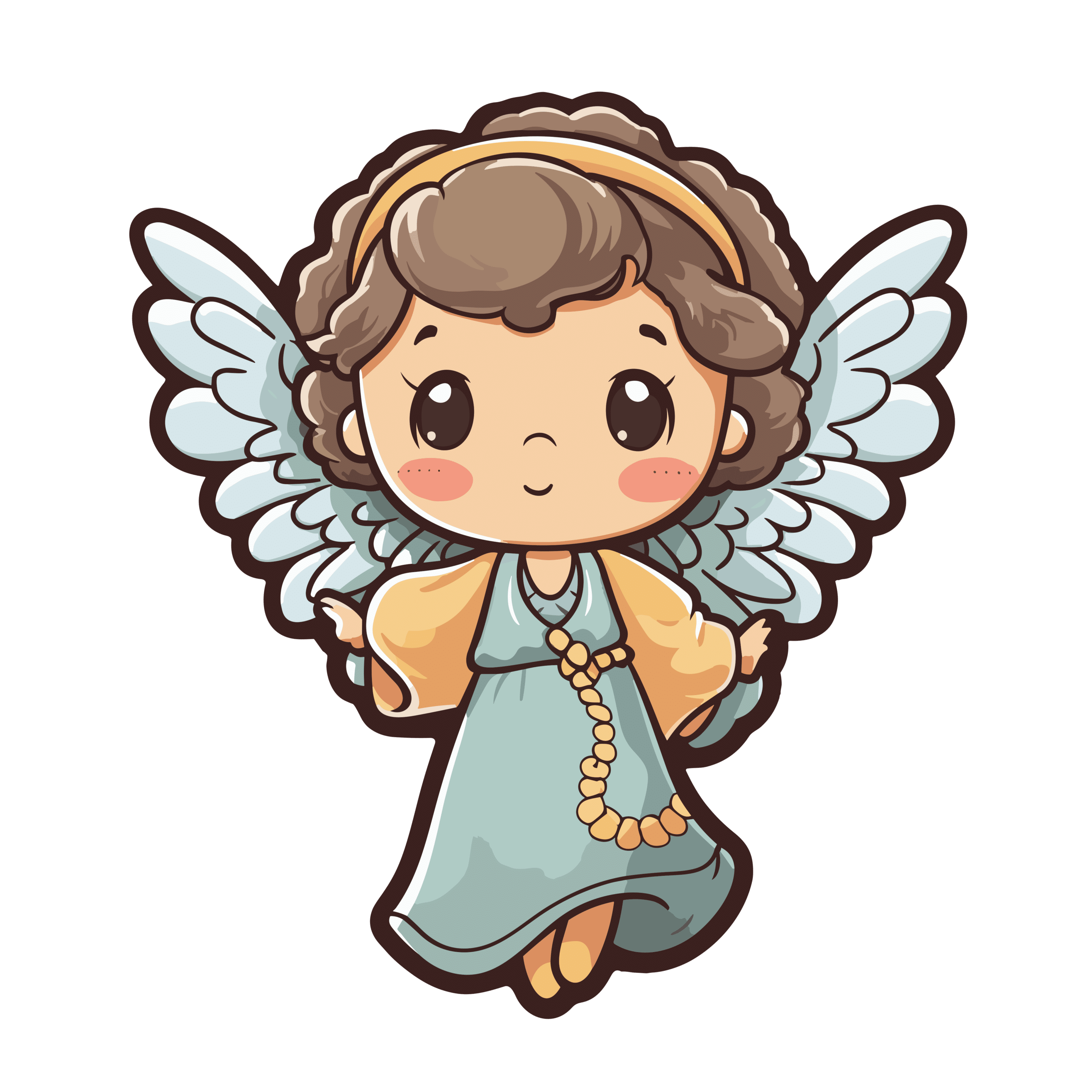 Vector descargable para reproducir la imagen de un ángel animado con cabello café. Utiliza tu máquina CNC para este proyecto.