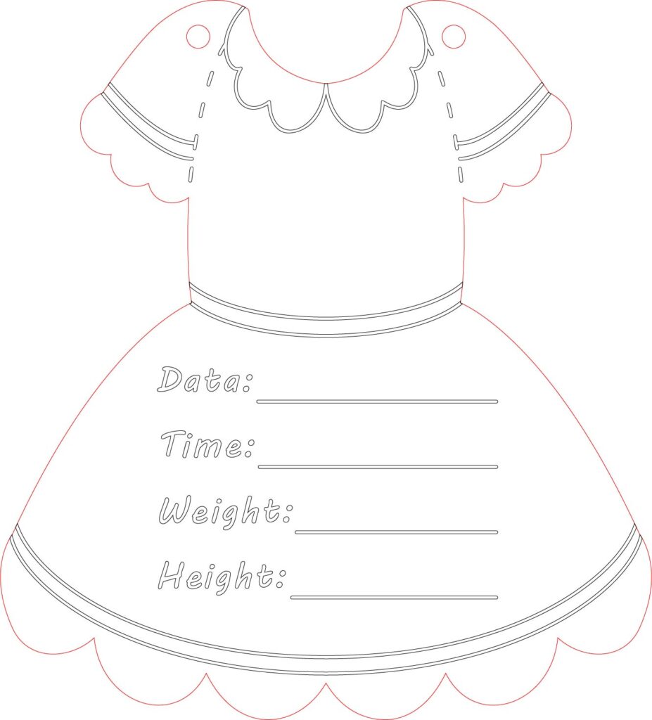 Vestido con datos para recortar 1 — vector para corte CNC