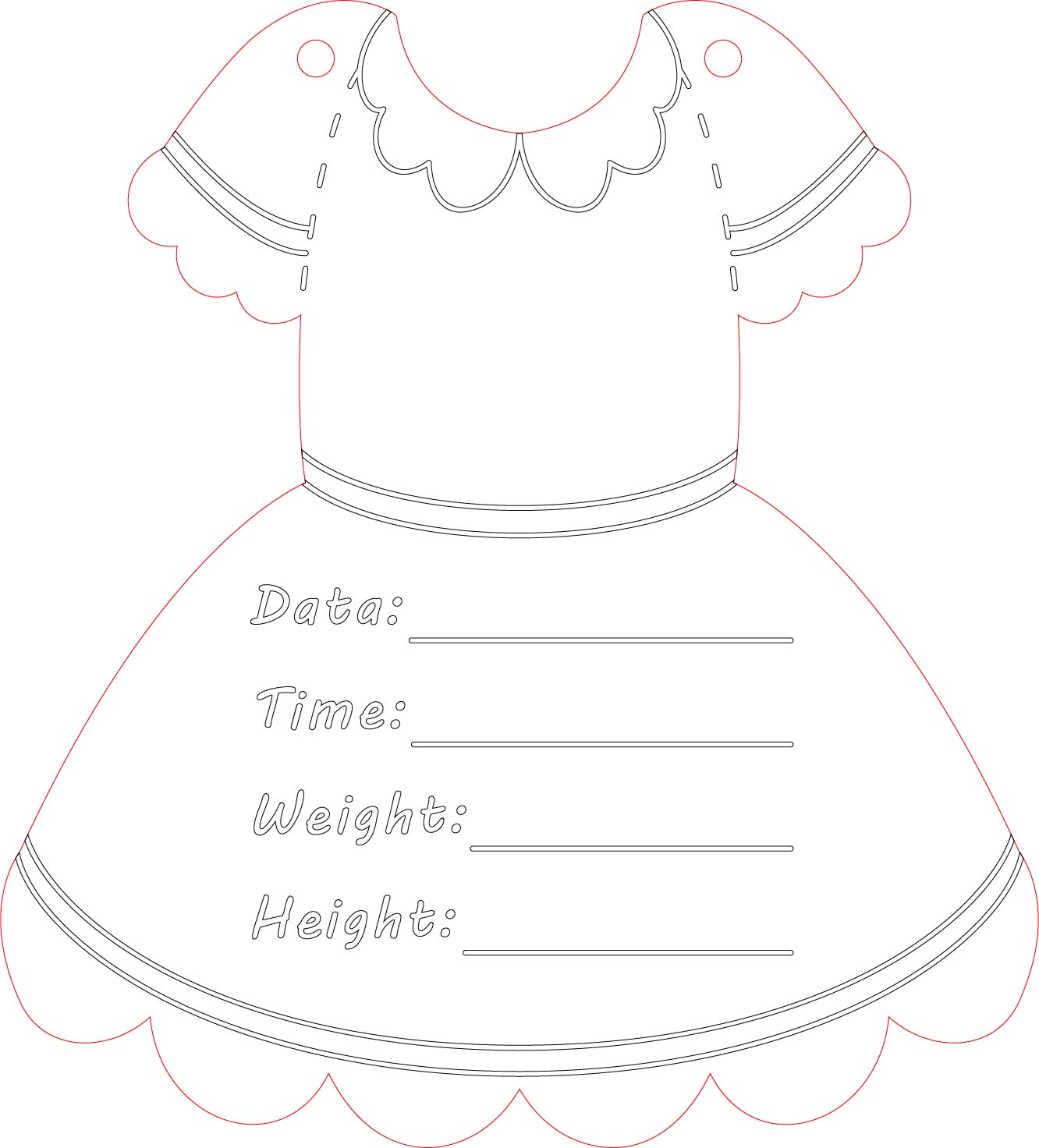 vector descargable para reproducir la imagen de un vestido con datos para recortar 1. Utiliza tu máquina de corte CNC para la realización de este proyecto.