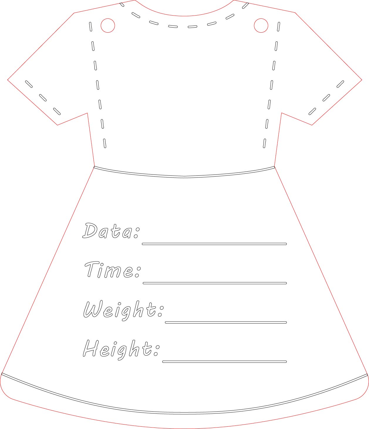 vector descargable para reproducir la imagen de un vestido con datos para recortar 2. Utiliza tu máquina de corte CNC para la realización de este proyecto.