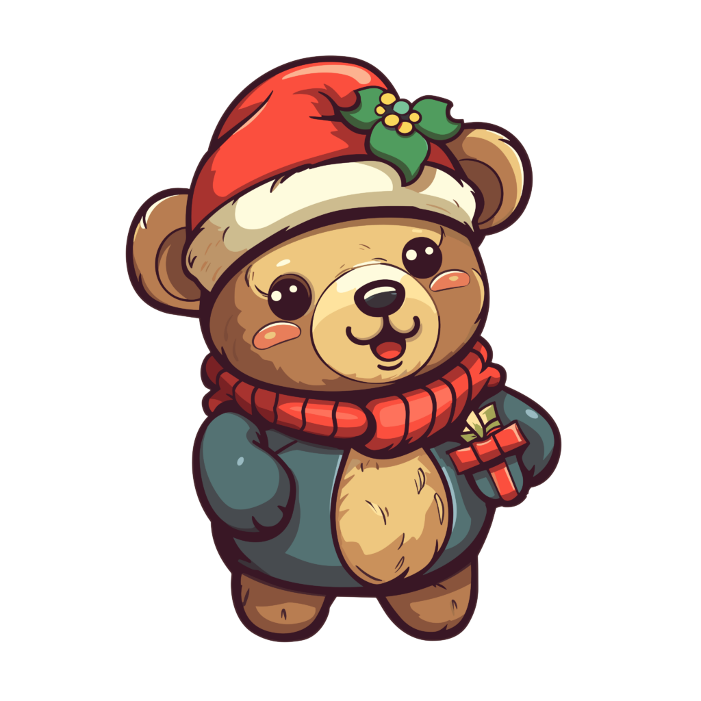 Oso navideño 3 — vector para corte CNC