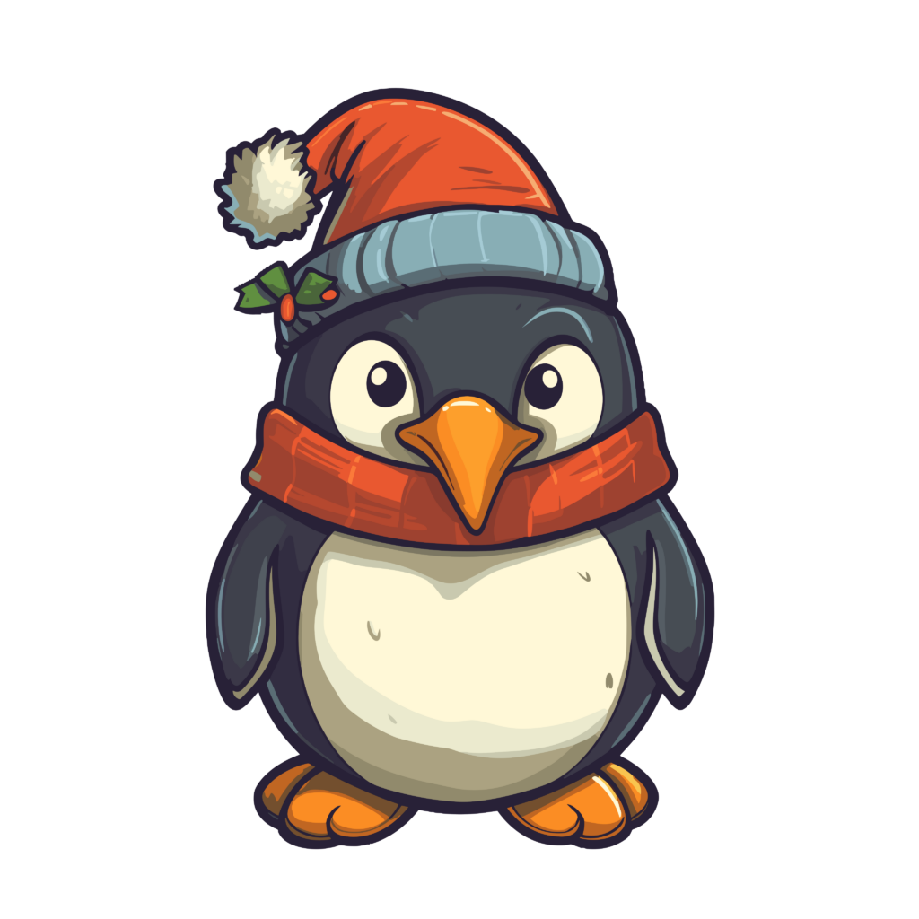 Pingüino con gorro de navidad 1 — vector para corte CNC