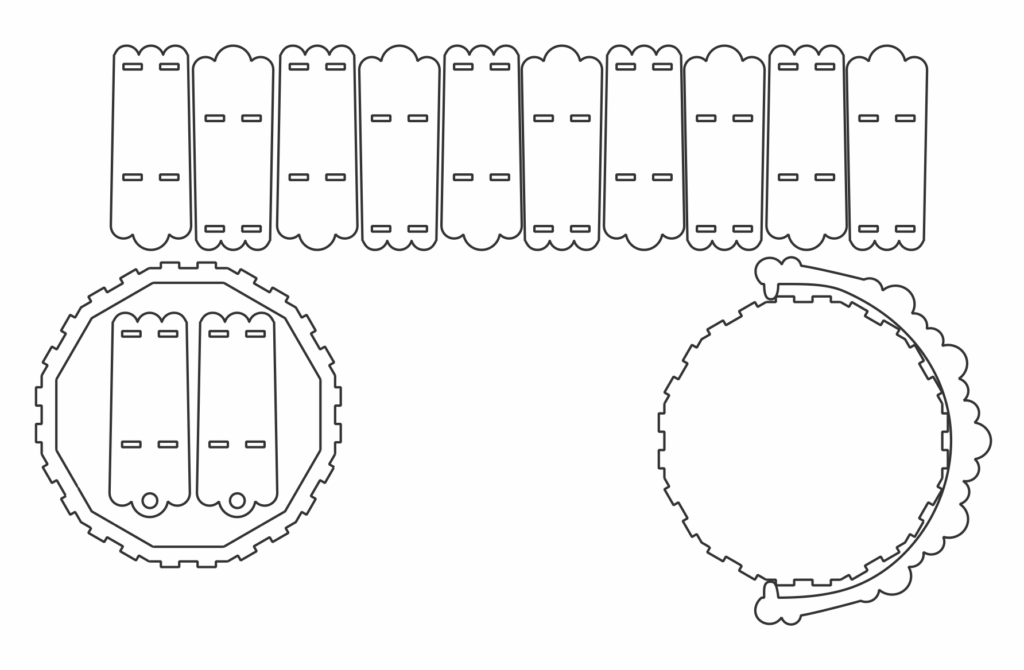 Canasta con asa para imprimir — vector para corte CNC