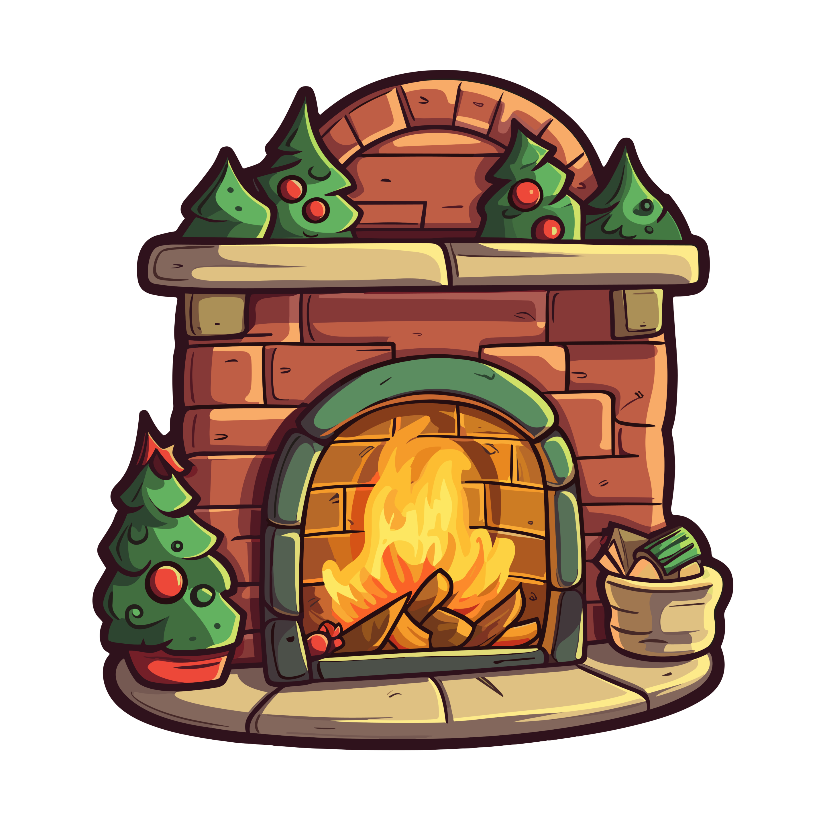 vector descargable para reproducir la imagen de una Chimenea de navidad 2. Utiliza tu máquina de corte CNC para la realización de este proyecto.