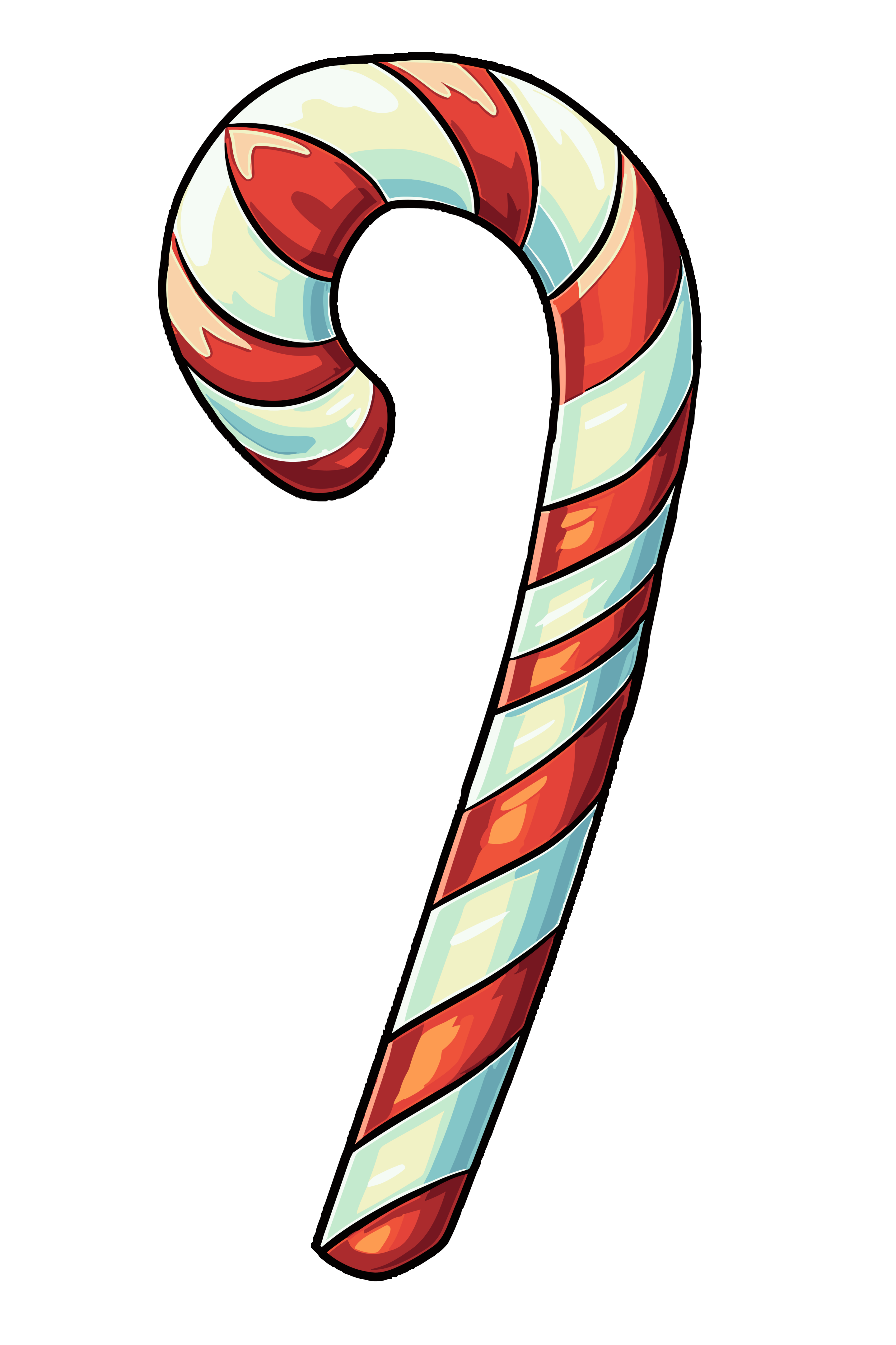 vector descargable para reproducir la imagen de un Bastón de navidad 1. Utiliza tu máquina de corte CNC para la realización de este proyecto.