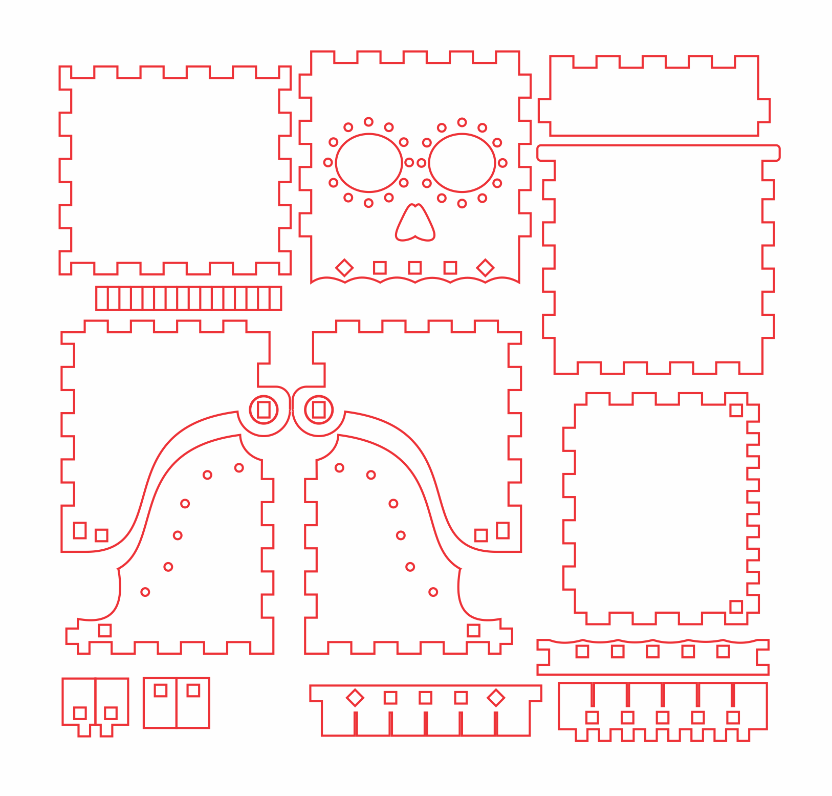vector descargable para reproducir una caja para día de muertos. Utiliza tu máquina de corte CNC para la realización de este proyecto.