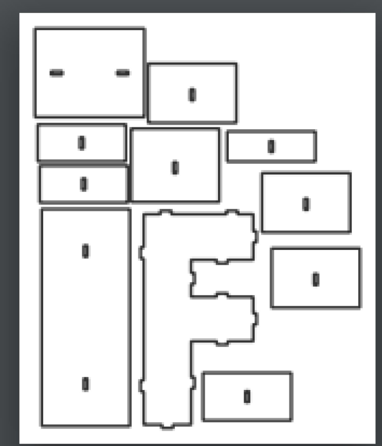vector descargable para reproducir una caja de letra F.  Utiliza tu máquina de corte CNC para la realización de este proyecto.
