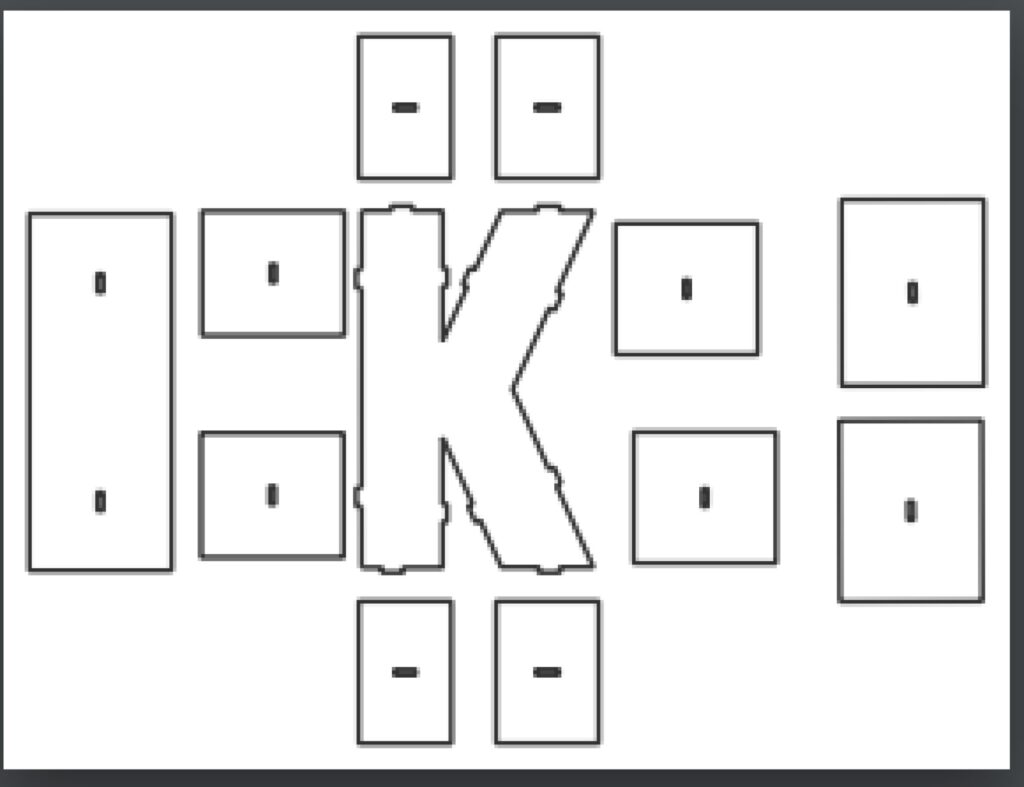 Caja de letra K — vector para corte CNC