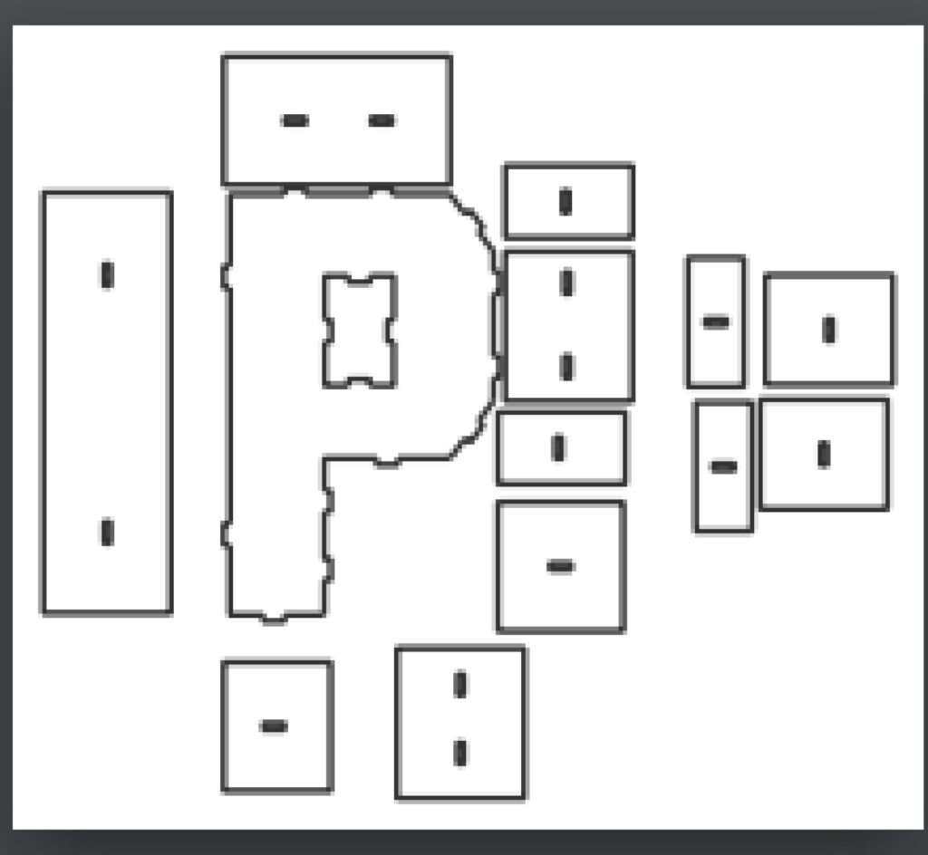 Caja de letra P — vector para corte CNC