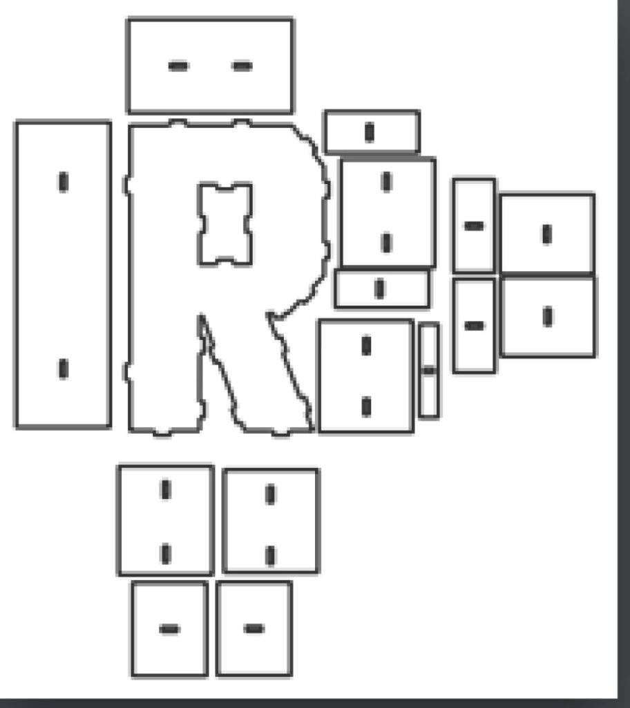 Caja de letra R — vector para corte CNC